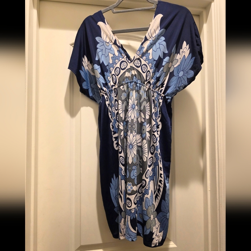 Navy and White Floral Dress